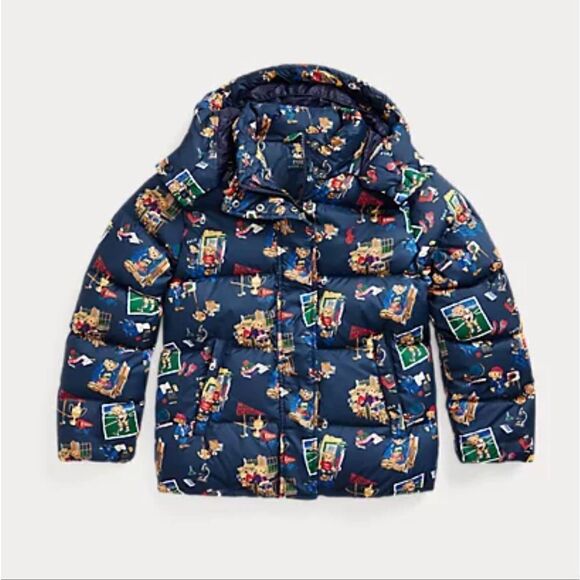 Polo Ralph Lauren Other - New Polo Bear Ralph Lauren Boy Water Repellent Navy Down Hood Pony Jacket